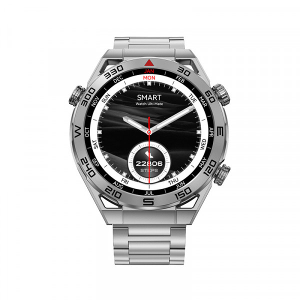 Smart Watch DT Ultramate srebrni (crna silikonska i srebrna metalna narukvica)