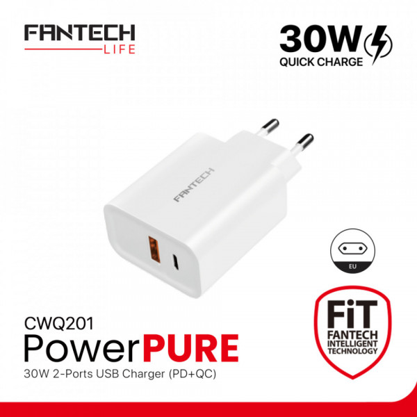 Kućni punjač Fantech Power Pure CWQ201 PD/USB 30W QC beli