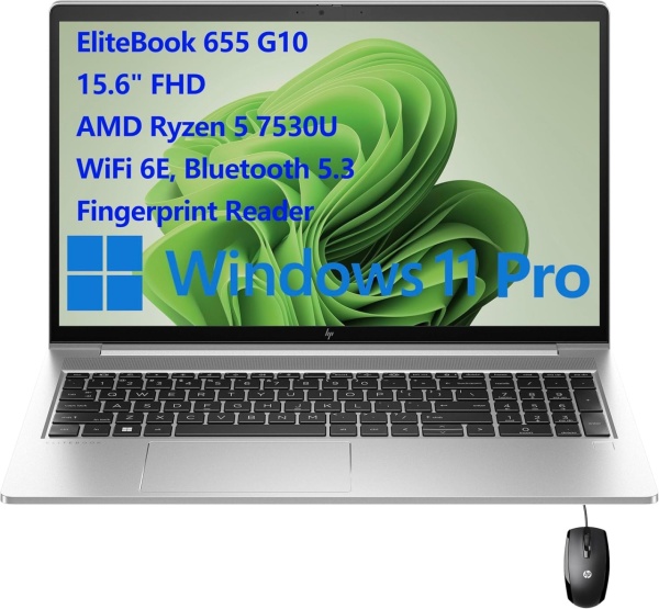 HP EliteBook 655 G10 B28BYE8R, AMD R5 7530U (2.0-4.5GHz, cache 16mb ), 15.6 FHD AG UWVA, 16GB, SSD 256GB PCIe NVMe, WIFI, Bluetooth, No WWAN, Webcam, No Finger Print, Std Kbd, ACA 45W, BATT 3C 42 WHr - Win11 Pro64