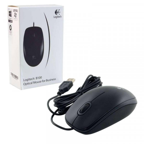 LOGITECH Corded Mouse B100 - Business EMEA - BLACK