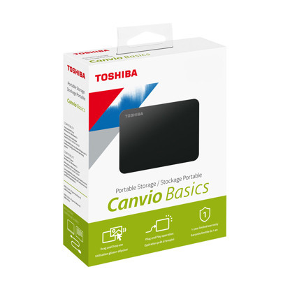 EXT.HDD 2TB TOSHIBA USB 3.2/2,5″ HDTB420EK3ABH Toshiba External Hard Drive Canvio Basics + USB-C adapter (2.5″ 2TB, USB3.2 Gen 1, Black)