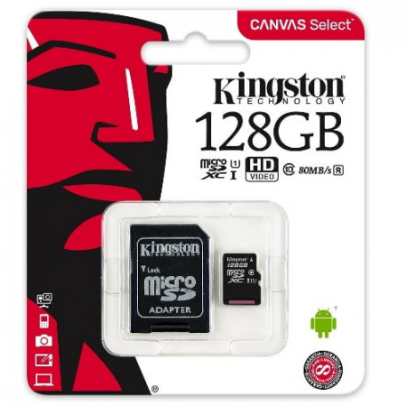 KINGSTON MICRO SD 128GB + SD adapter, SDCS2/128GB