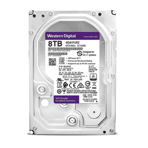 WESTERN DIGITAL 8TB 3.5'' SATA III 128MB IntelliPower WD84PURZ Purple