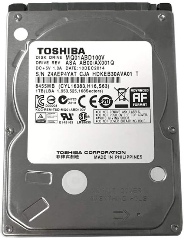 Toshiba HDD 2.5" 1TB MQ01ABD100V 8mb 5400rpm SATA 9.5mm