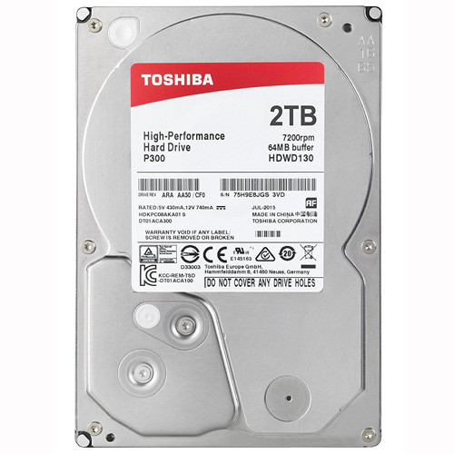 TOSHIBA 2TB 3.5", SATA III, 64MB, 7200rpm, P300 serija - HDWD120UZSVA