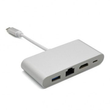 Adapter type-C na HDMI + RJ45 + Type C (PD) + USB 3.0 - Img 1