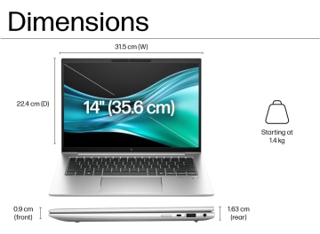 HP EliteBook 845 G11 AK1X1UCR, AMD Ryzen7 PRO 8840U (3.3-5.1GHz, cach 16mb), 14.0" AG WUXGA LED, 32GB(2x16GB), SSD 512GB PCIe NVMe, WIFI, Bluetooth, NO WWAN, Webcam, Fingerprint, Backlit Kbd, ACA 65W, BATT 3C 56 WHr - Win11 Pro64 - Img 2