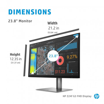 HP Z24f G3 FHD 3G828AA , AC power cord, DisplayPort 1.4 cable, 23.8" FHD (1920x1080) - Img 2