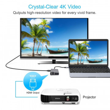 Adapter Type C na RJ45 (LAN) HDMI VGA 2xUSB 3.0 PD SD microSD 8u1 JWD-TC32 - Img 3