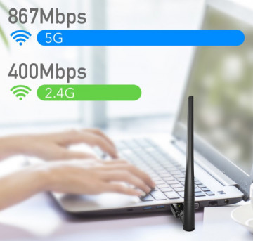 Cudy WU1400 AC1300 Wi-Fi USB 3.0 Adapter,2.4+5Ghz,5dBi high gain detach.antenna,AP(Alt.U1,U6) - Img 3