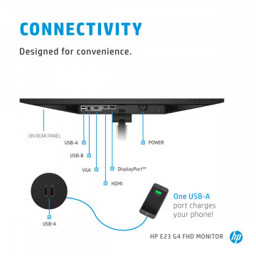 HP E23 G4 9VF96AAR 23" FHD, DisplayPort 1.2 cable, HDMI cable, AC power cord, 23 Inch FHD (1920x1080) - Img 7