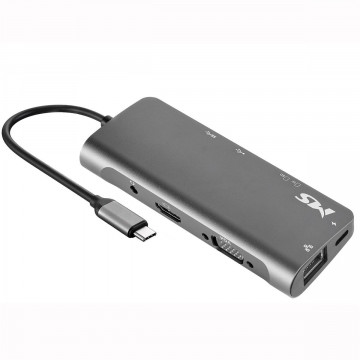 USB HUB C500, HDMI+VGA+USB3.0*2+PD+SD+RJ45 1000 M+3.5mm, MS - Img 2