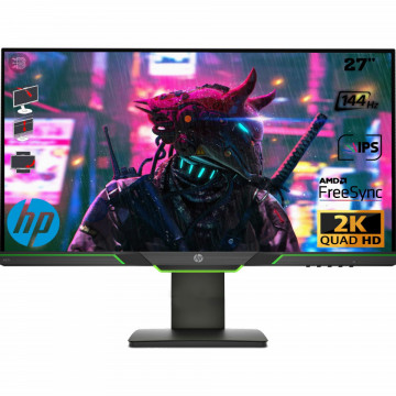 HP X27i 8GC08AAR 27" QHD 2K Gaming Monitor , AC power cord, HDMI cable, 27 Inch QHD (2560x1440) - Img 1