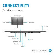 HP Z24f G3 FHD 3G828AA , AC power cord, DisplayPort 1.4 cable, 23.8" FHD (1920x1080) - Img 6