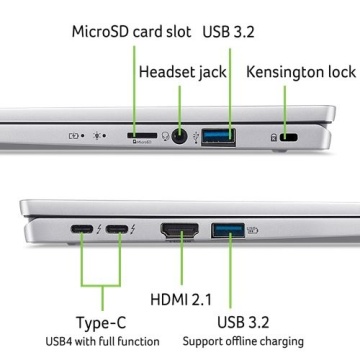 ACER Swift Go 14 SFG14-72-71WG (Silver) 2.8K OLED, Ultra7 155H, 32GB, 1TB SSD, Win 11 Home - Img 4