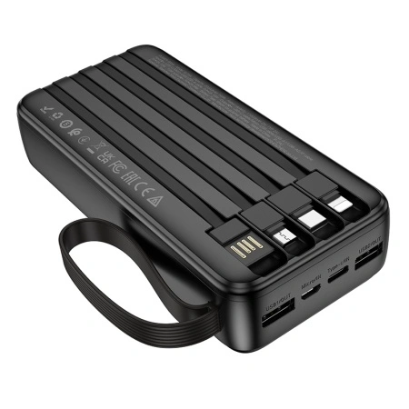 Borofone Power Bank 20000mAh BJ76A Smart - 2xUSB - with Type C, Lightning and Micro USB cables black, AKUM944 - Img 4