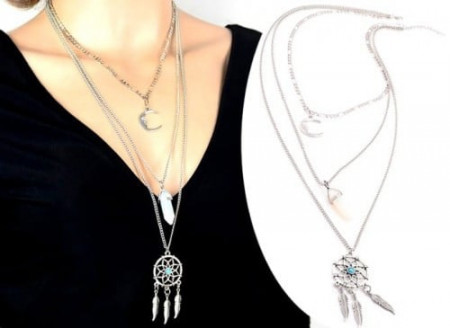 Colier argintiu triplu, Dreamcatcher, COL161