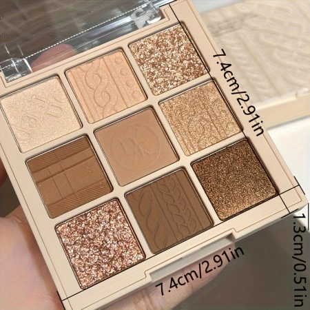 Paleta de farduri pentru ochi cu 9 culori aurii, finisaj sclipitor maro, coral și perlat, PMYP28316 - Img 2