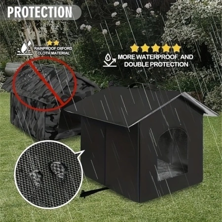 Căsuță de Exterior pentru Pisici – Impermeabilă, din Material Oxford, TMEG709519 - Img 4