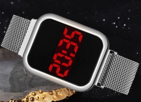 Ceas Dama Fashion Touch Screen Digital, Curea Magnetica, Argintiu, LD091-V1 - Img 2