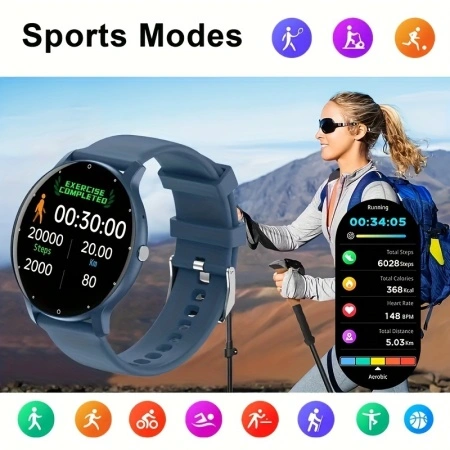 Ceas Smartwatch pentru barbati si femei, PMXJ55814-ALBASTRU - Img 4