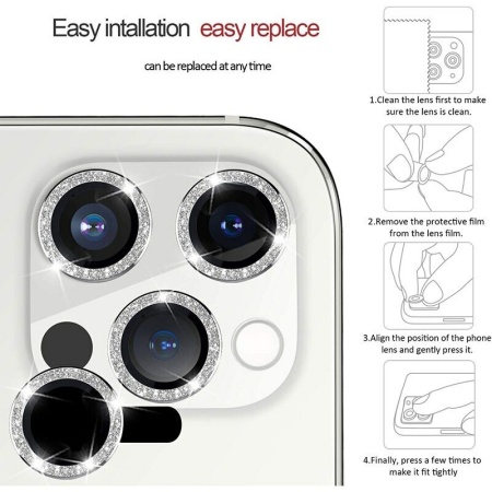 Tempered Glass HARD DIAMOND for camera (LENS) for Samsung Galaxy S24 Plus silver (lens 3 pieces), PROB04151 - Img 4