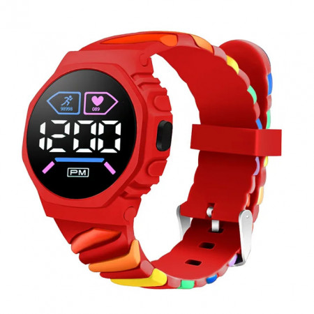 Ceas Sport Led Copii, Quartz, afisaj Digital, rosu, LD207-V1