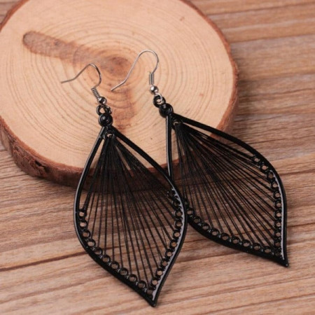 Cercei Dama, vintage leaf - negru CD030 - Img 4