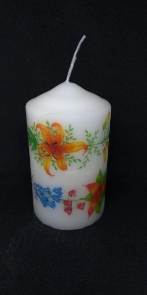 Lumanare cilindrica, decorata manual, Flower Collection, MC010 - Img 3