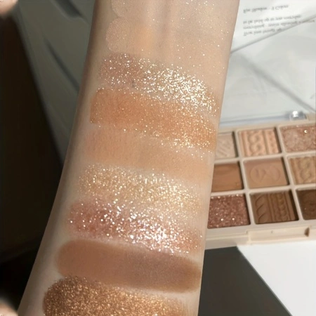 Paleta de farduri pentru ochi cu 9 culori aurii, finisaj sclipitor maro, coral și perlat, PMYP28316 - Img 3