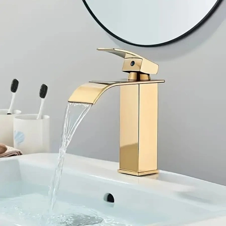 Baterie Lavoar cascadă auriu pentru baie, din oțel inoxidabil, PMYE154418 - Img 4
