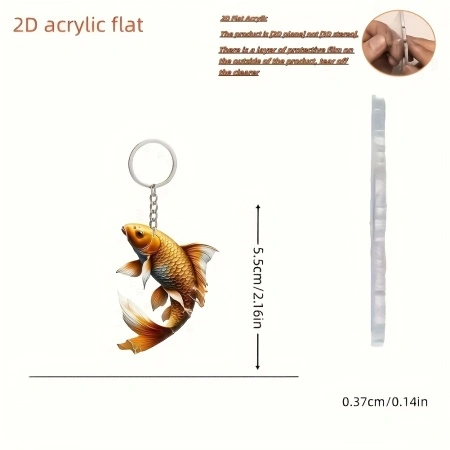 Breloc acrilic 2D – Model pește crap auriu, design elegant și detaliat, TMYV1689539 - Img 2