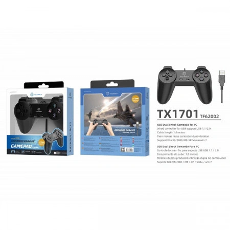 Usb Pc Single Player Gamepad negru, PMTF620023 - Img 2