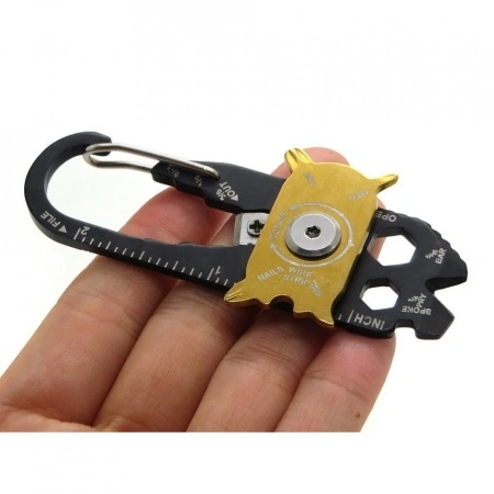 Breloc carabiner cuțit survival multitool 20in1, PM112623 - Img 2