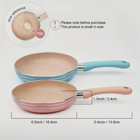 Mini Tigaie Antiaderentă Roz – 16 cm, Ideală pentru Ouă și Gustări Rapide, TMML175104 - Img 2