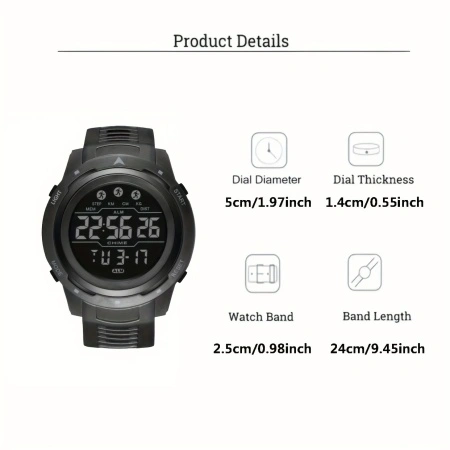Ceas digital sport unisex cu lumină de noapte, alarma, cronometru, PMFC147703 - Img 2