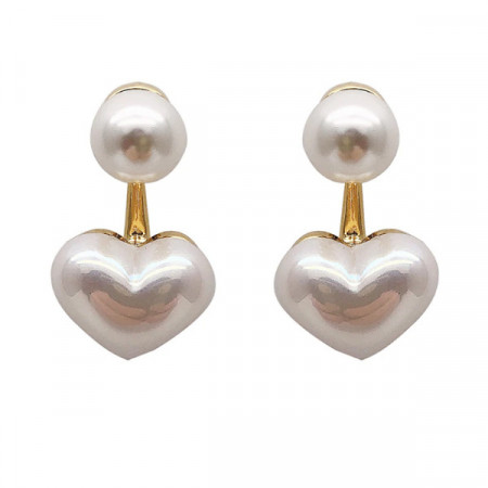 Cercei Dama, pearl heart - alb CD027 - Img 3