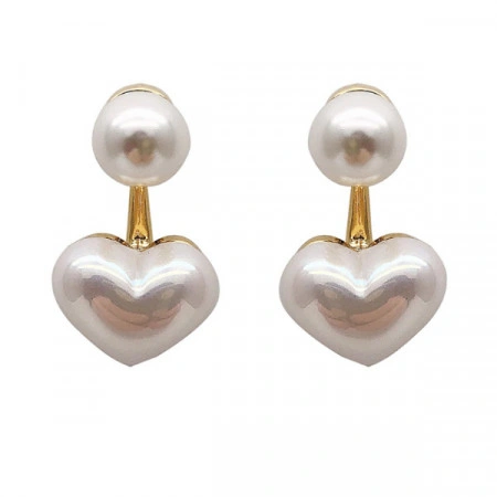 Cercei Dama, pearl heart - alb CD027 - Img 3