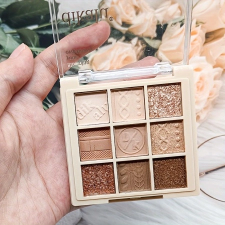 Paleta de farduri pentru ochi cu 9 culori aurii, finisaj sclipitor maro, coral și perlat, PMYP28316 - Img 4