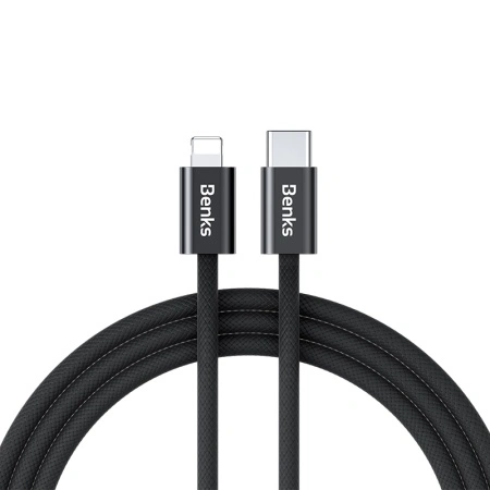 Benks Cable D46 braided - Type C to Lightning - PD 27W 3A 2 metres black, MGKABAV1704 - Img 4