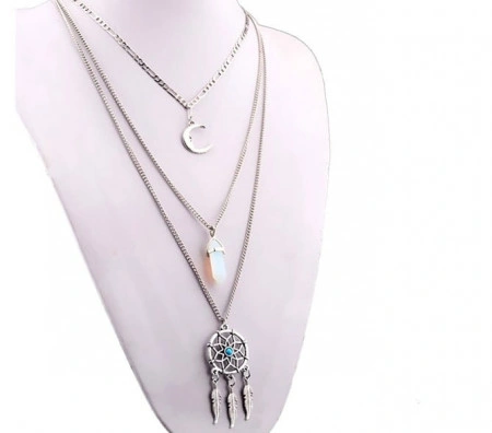 Colier argintiu triplu, Dreamcatcher, COL161 - Img 3