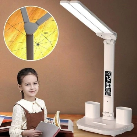 Lampa de birou Charging version 1, Reglare intensitate lumina rece/calda, USB, Timp, Temperatura, Data, Alb, AD4492 - Img 2