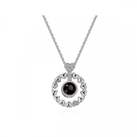 Lantisor Dama Hearts "Te iubesc" 100 de limbi - argintiu COL154-V1 - Img 2