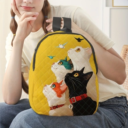 Rucsac damă Cats cu model pisici si pasari – Stil casual și adorabil, TMFL747828 - Img 2
