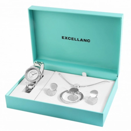 Set cadou, ceas dama, Excellanc, Argintiu, colier cu pandativ, 1 pereche cercei,Excellanc - Img 2
