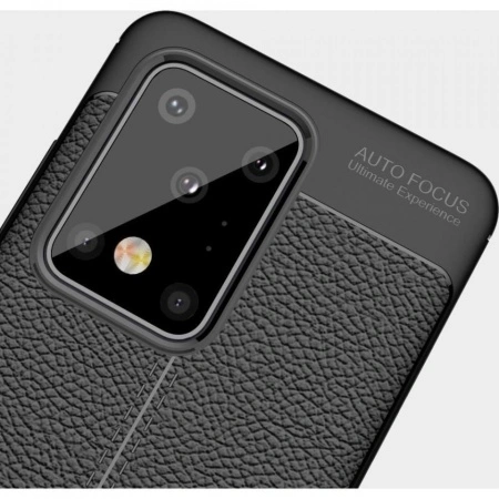Husa Samsung Galaxy S20 PLUS Neagra din TPU cu Design de Tip Piele - Img 3