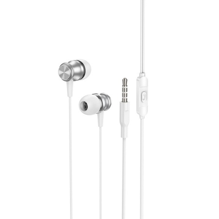 Casti cu fir, cu microfon, Borofone BM75 Platinum Metal, argintiu, ZES125749 - Img 3
