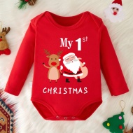 Body pentru bebelusi cu print Primul meu Craciun, cu maneca lunga, marime 3-6 luni, PMRM225274