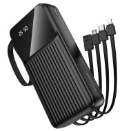 Borofone Power Bank 20000mAh BJ76A Smart - 2xUSB - with Type C, Lightning and Micro USB cables black, AKUM944