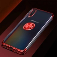 Husa Samsung Galaxy A70 | A70s din Silicon transparenta cu Inel Rotativ si Margini Rosii - Img 2
